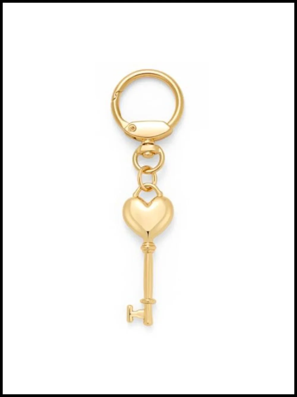 Gold Heart Keychain for Handbags, Brass Key Ring Charm, Anne